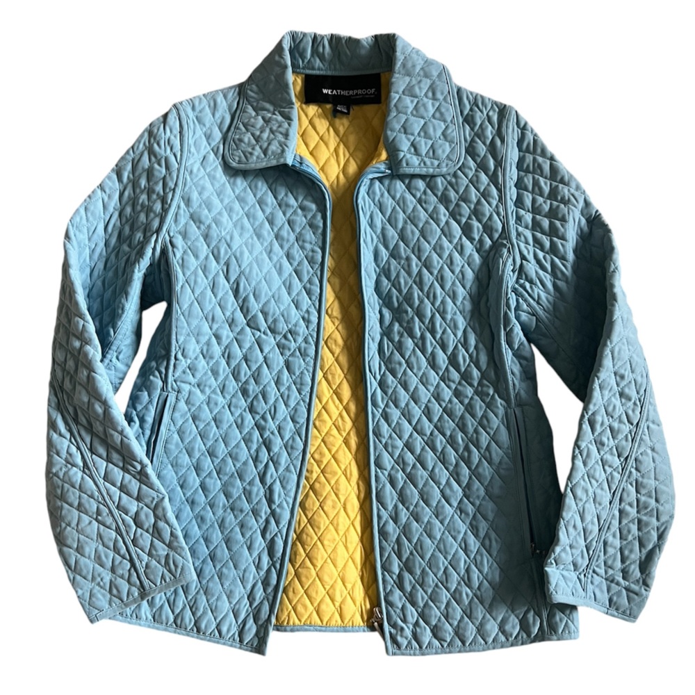 Weatherproof Garment Company Jacket Womens Quilted blue & yellow